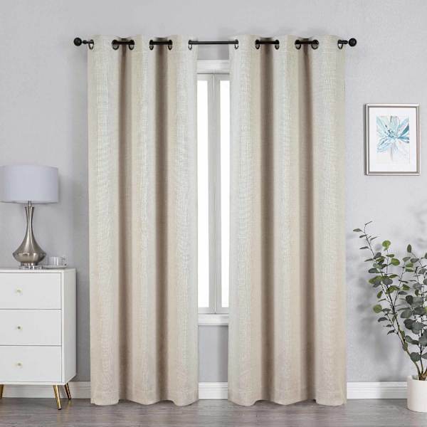 at home Neutral Textured Jacquard Light Filtering Grommet Curtain Panel 84"