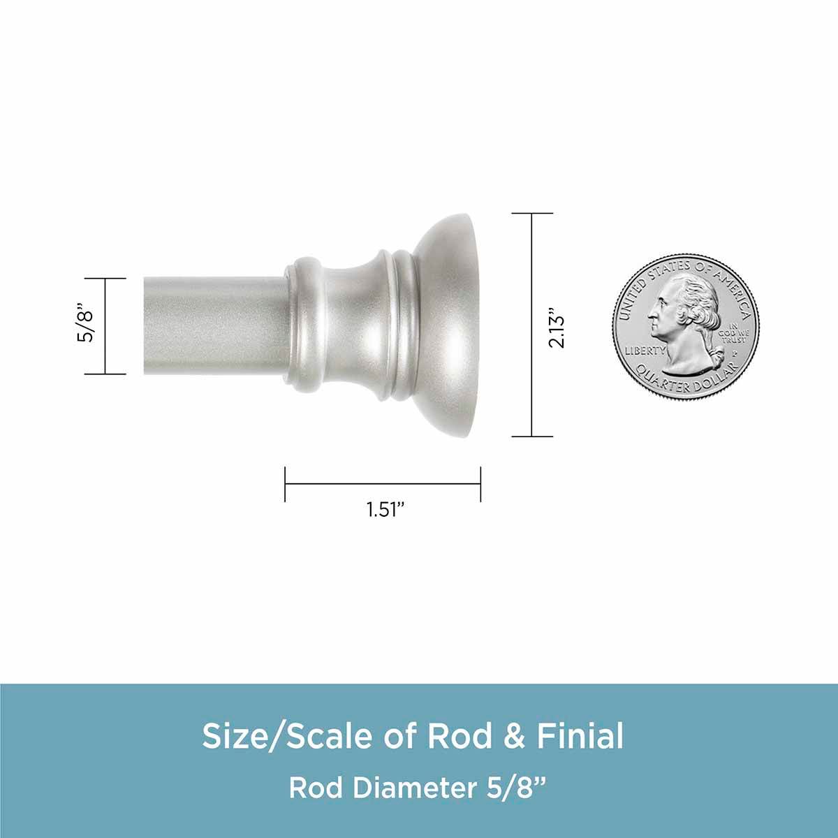 At Home Nicholas 5/8" Nickel Tension Curtain Rod 28-48"