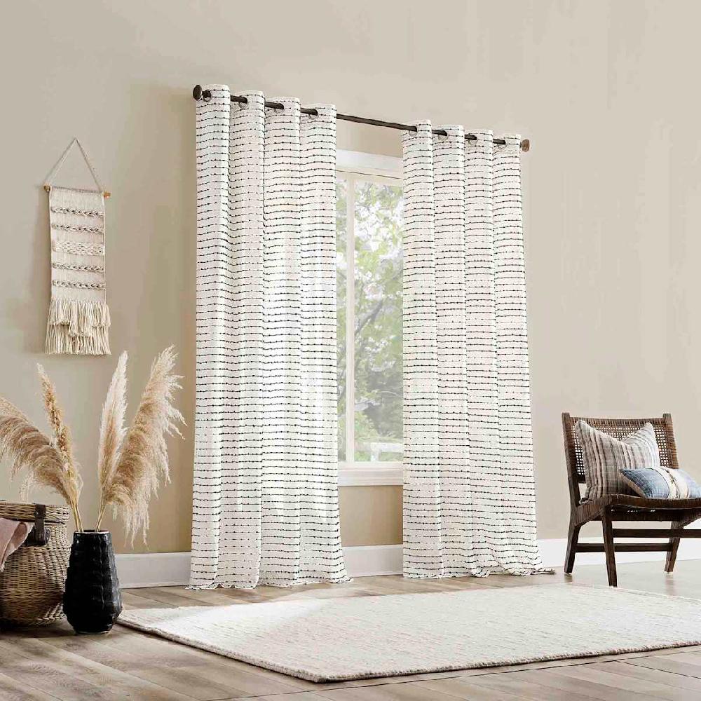 At Home Nordic Black Sheer Grommet Curtain Panel 84"