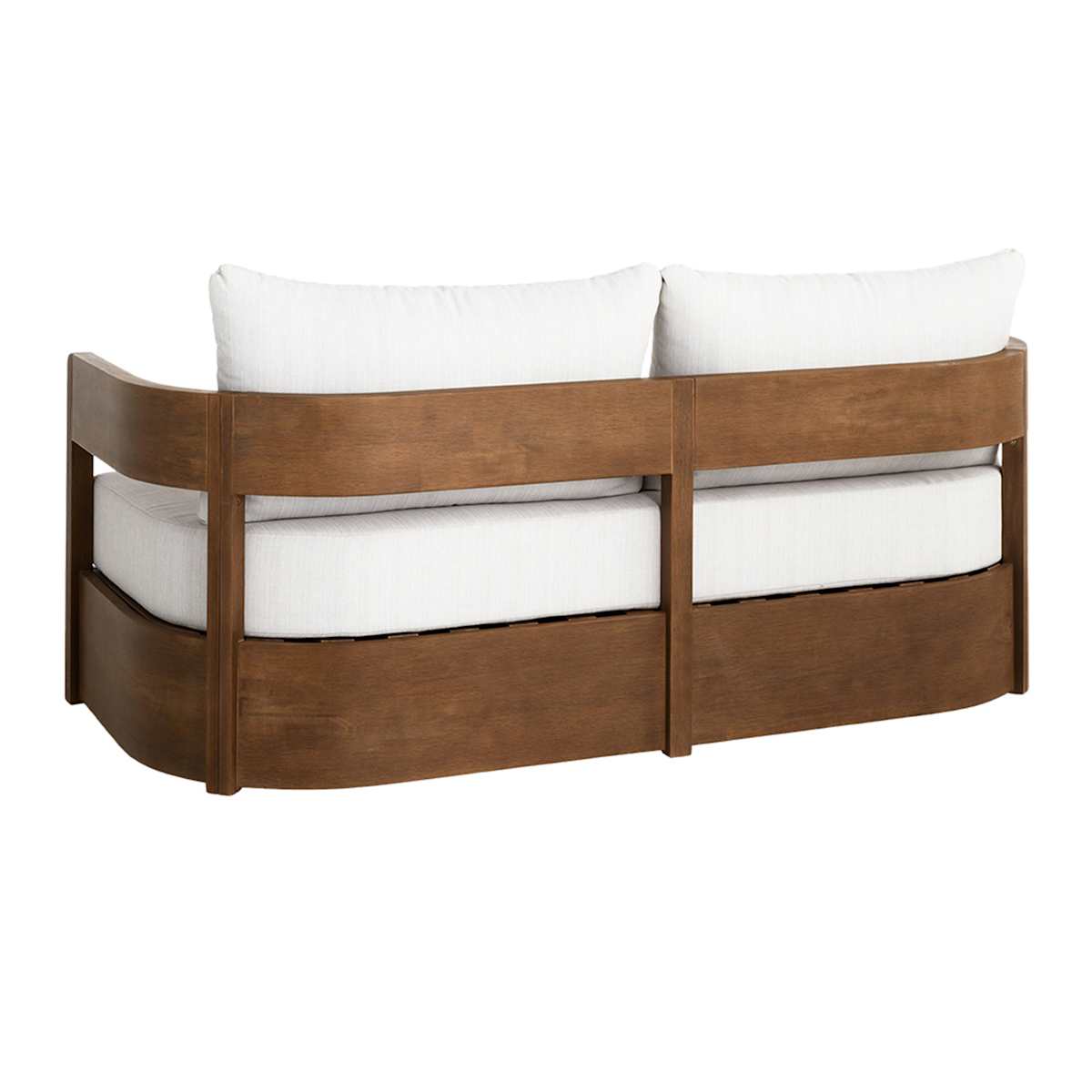 At Home Oakes Driftwood Finish Acacia Wood Patio Sofa With Ash Cushions