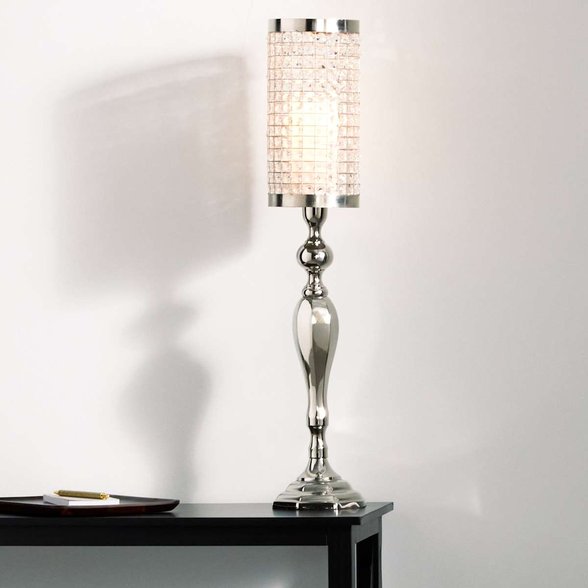 At Home Oversized Crystal Cylinder Candle Holder 33"