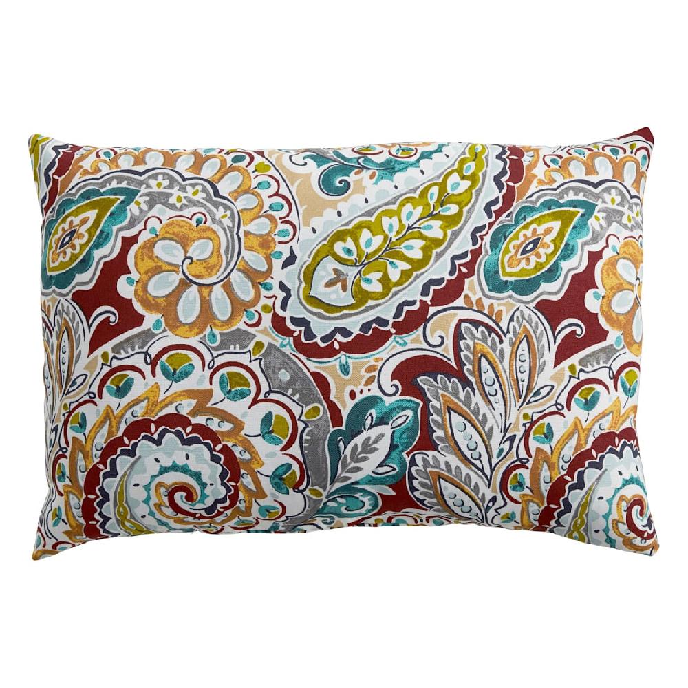 At Home Paisley Chili Lumbar Outdoor Throw Pillow 14x20