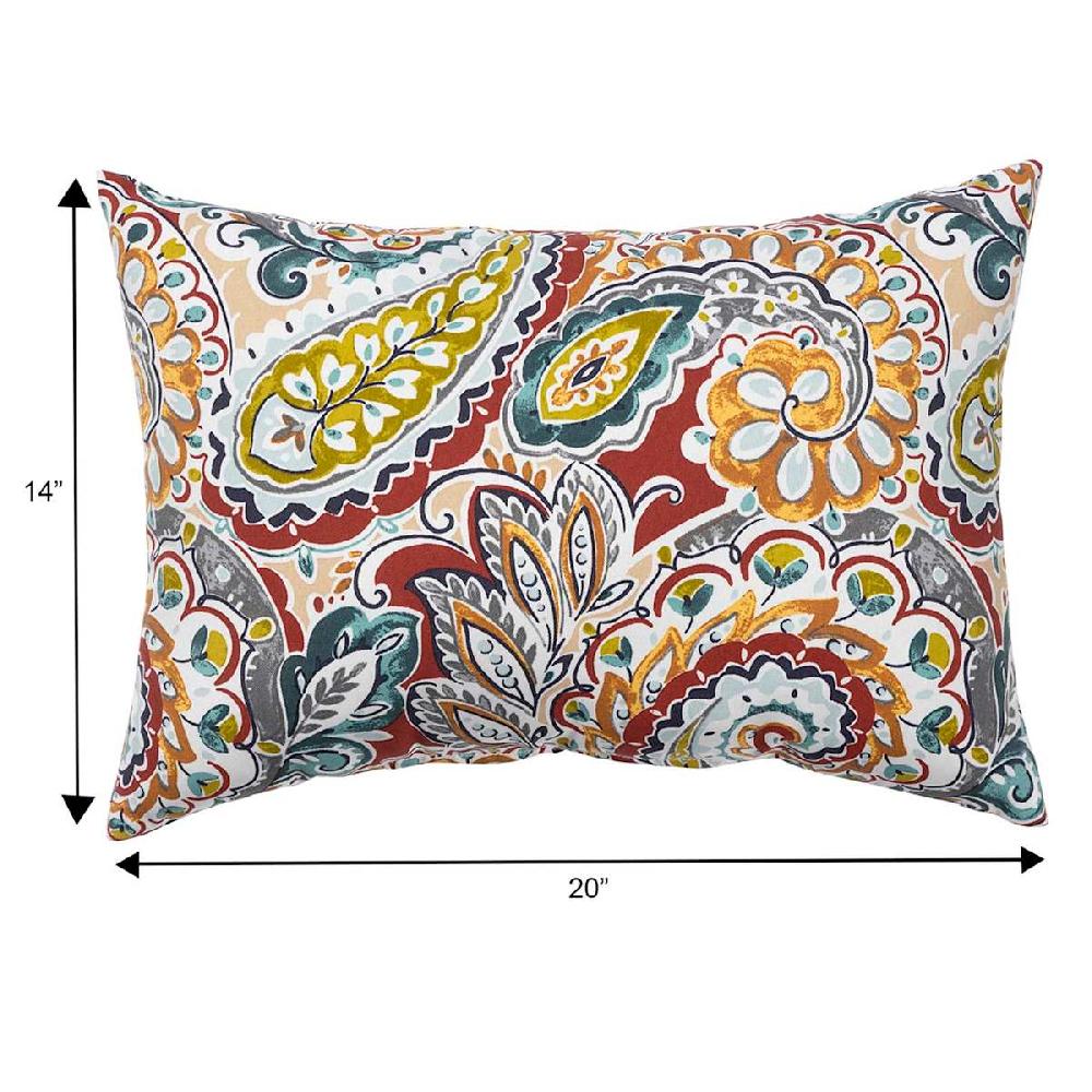 At Home Paisley Chili Lumbar Outdoor Throw Pillow 14x20