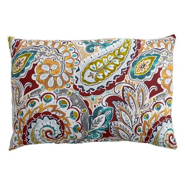 at home Paisley Chili Lumbar Outdoor Throw Pillow 14x20