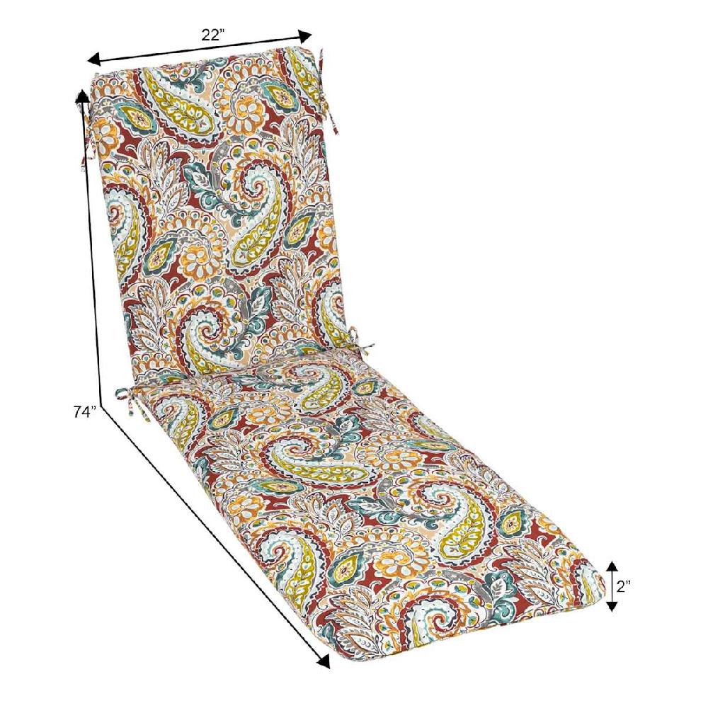 At Home Paisley Chili Outdoor Chaise Lounge Cushion