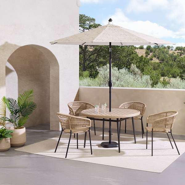at home Paloma Patio Dining Table Chairs & Umbrella 7-Piece Set