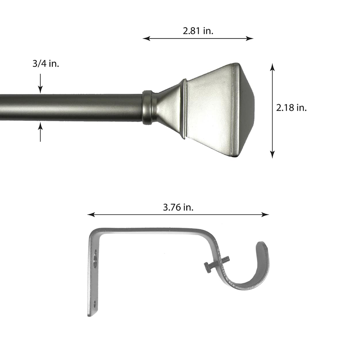 At Home Parker 3/4" Pewter Trumpet Curtain Rod 28-48"