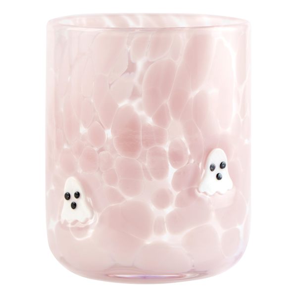 at home Pink Confetti White Ghost Icon Glass 17.25oz