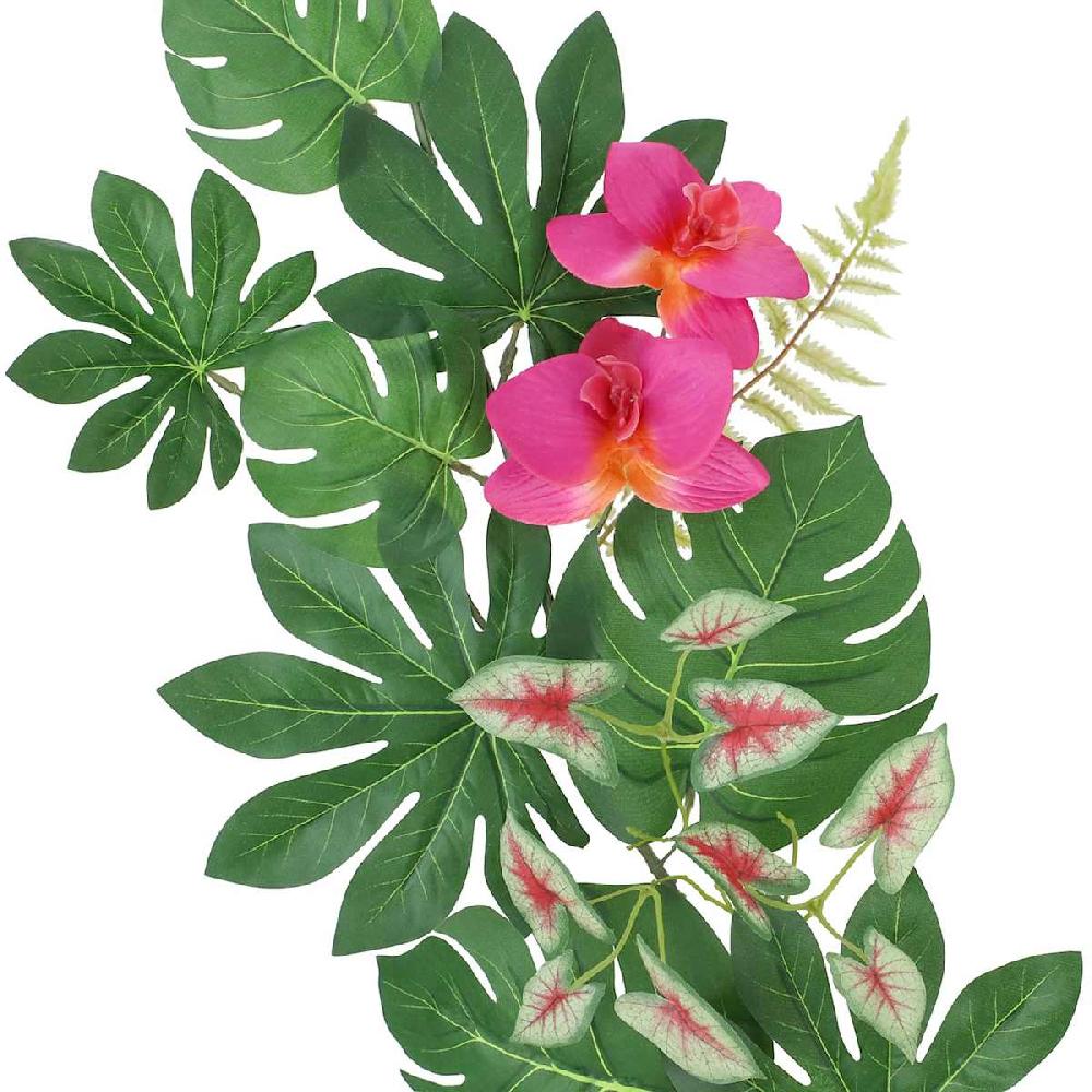 At Home Pink Orchid With Mixed Tropical Leaves Garland 72"