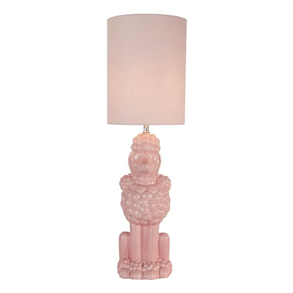 at home Pink Poodle Ceramic Medium Lamp with Shade 27"