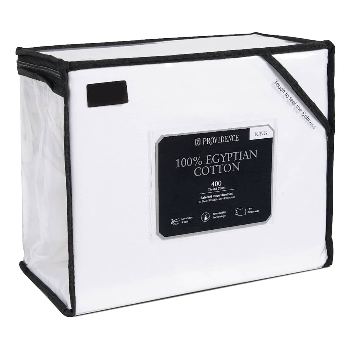 At Home Providence 6-Piece White 100% Egyptian Cotton Sateen Sheet Set King