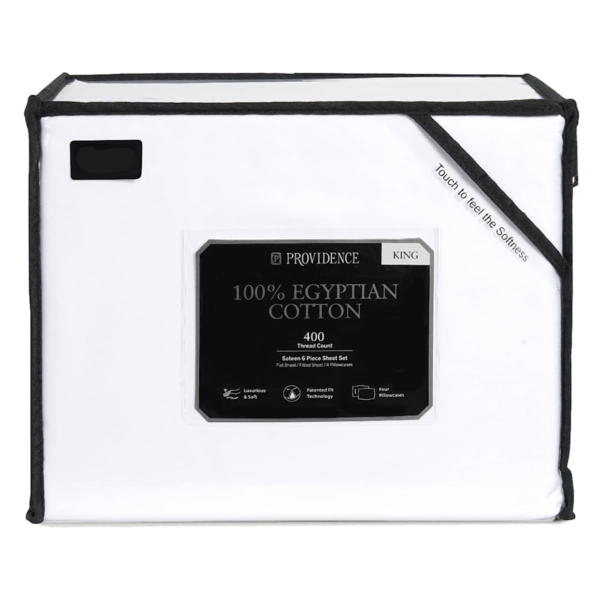 At Home Providence 6-Piece White 100% Egyptian Cotton Sateen Sheet Set King