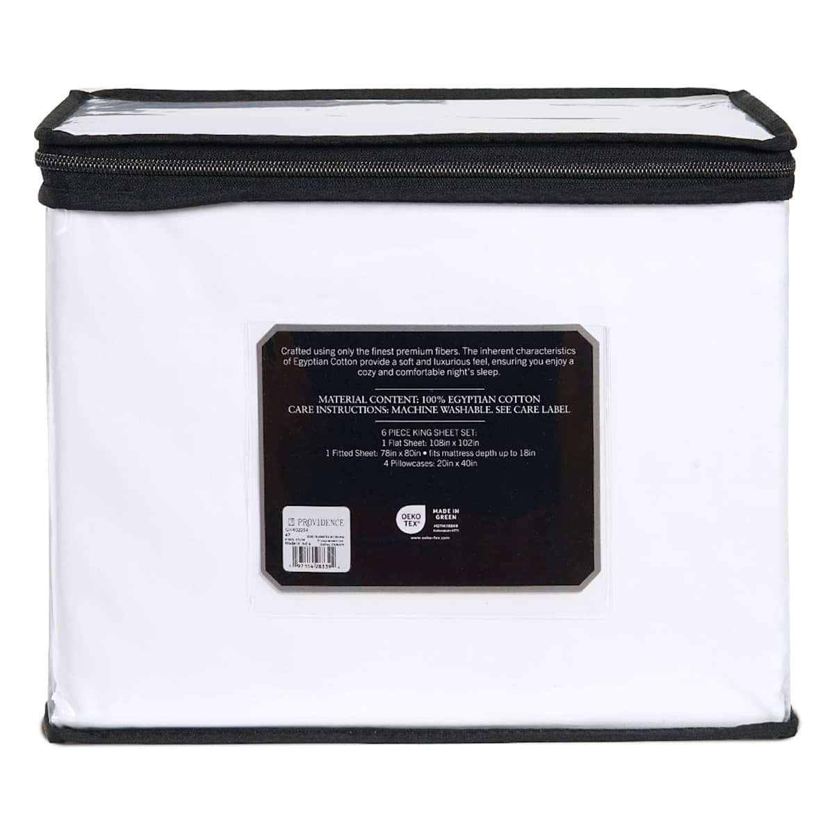 At Home Providence 6-Piece White 100% Egyptian Cotton Sateen Sheet Set King