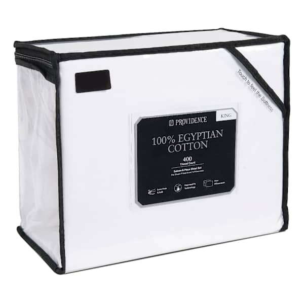 at home Providence 6-Piece White 100% Egyptian Cotton Sateen Sheet Set King