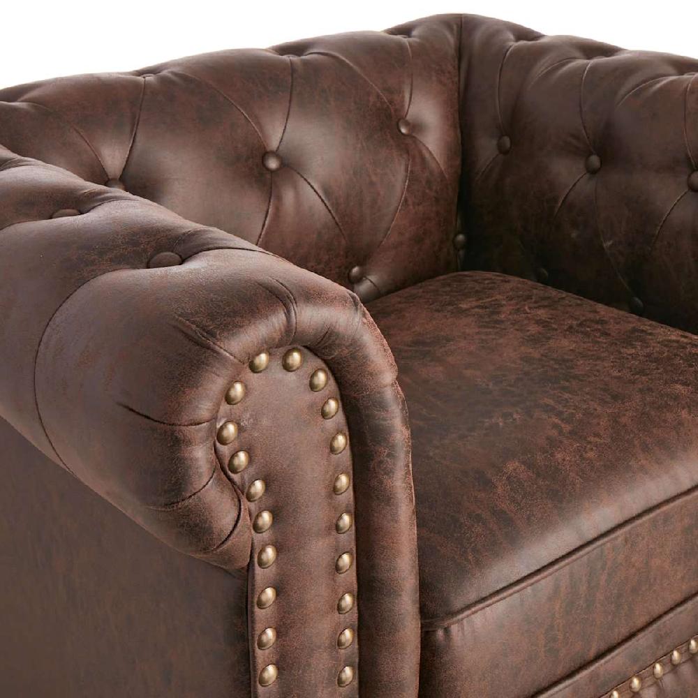 At Home Providence Chesterfield Brown Faux Leather Tufted Accent Chair