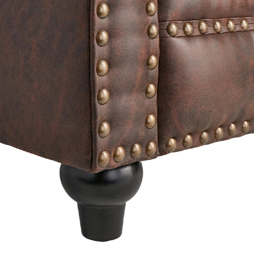 At Home Providence Chesterfield Brown Faux Leather Tufted Accent Chair