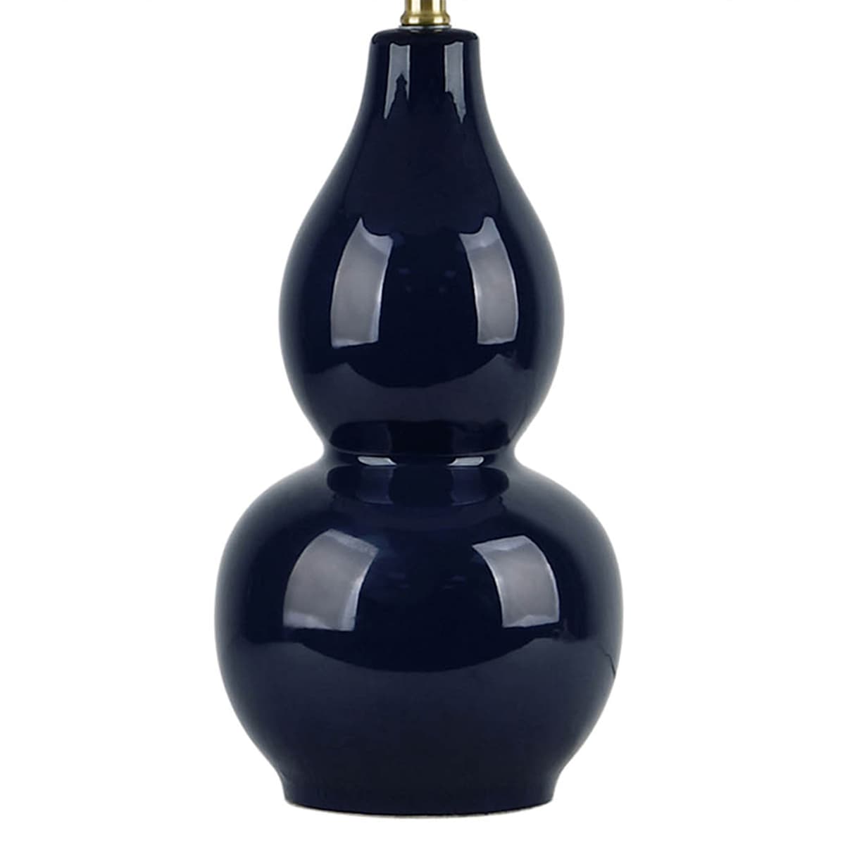 At Home Providence Navy Double Gourd Ceramic Small Lamp With Scallop Shade 17"