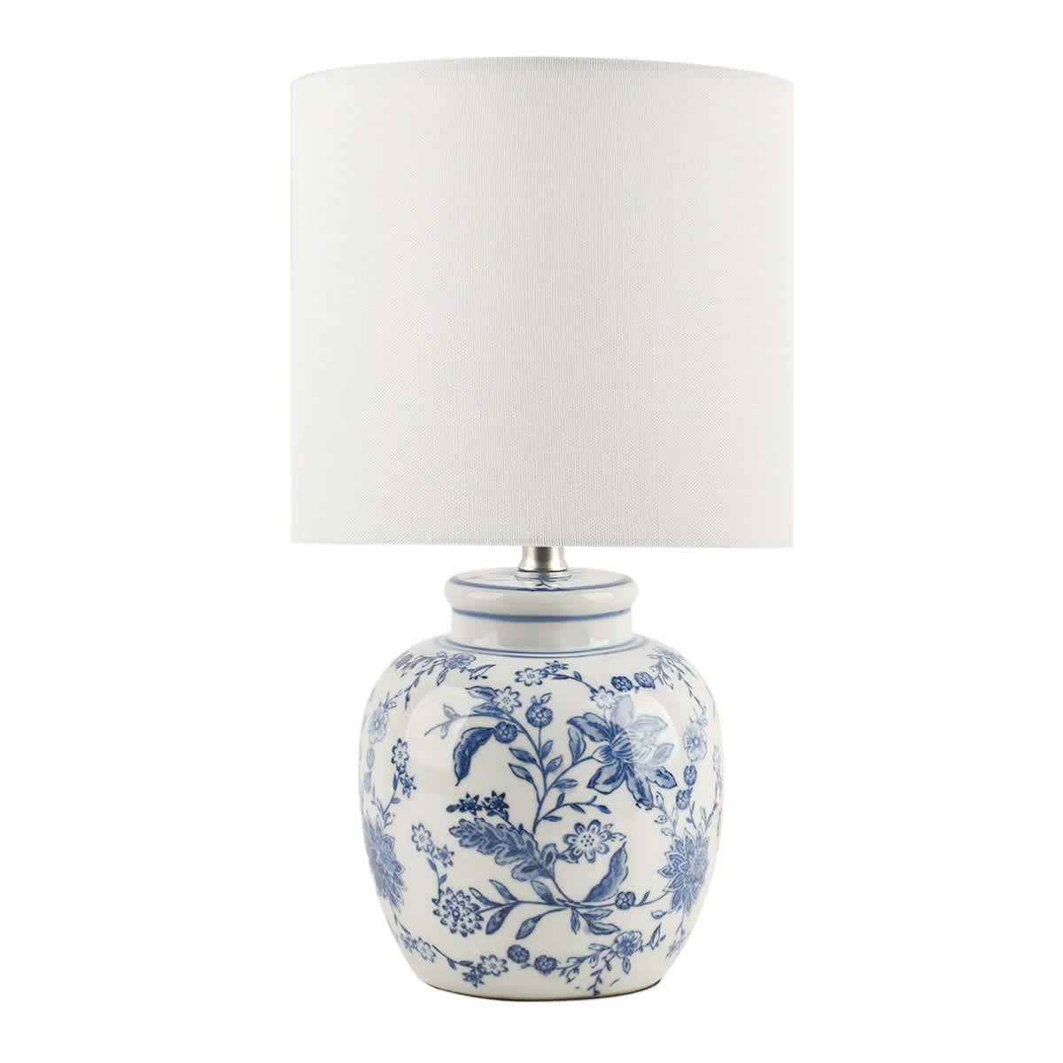 At Home Providence White & Blue Chinoiserie Ceramic Small Table Lamp 14.5"