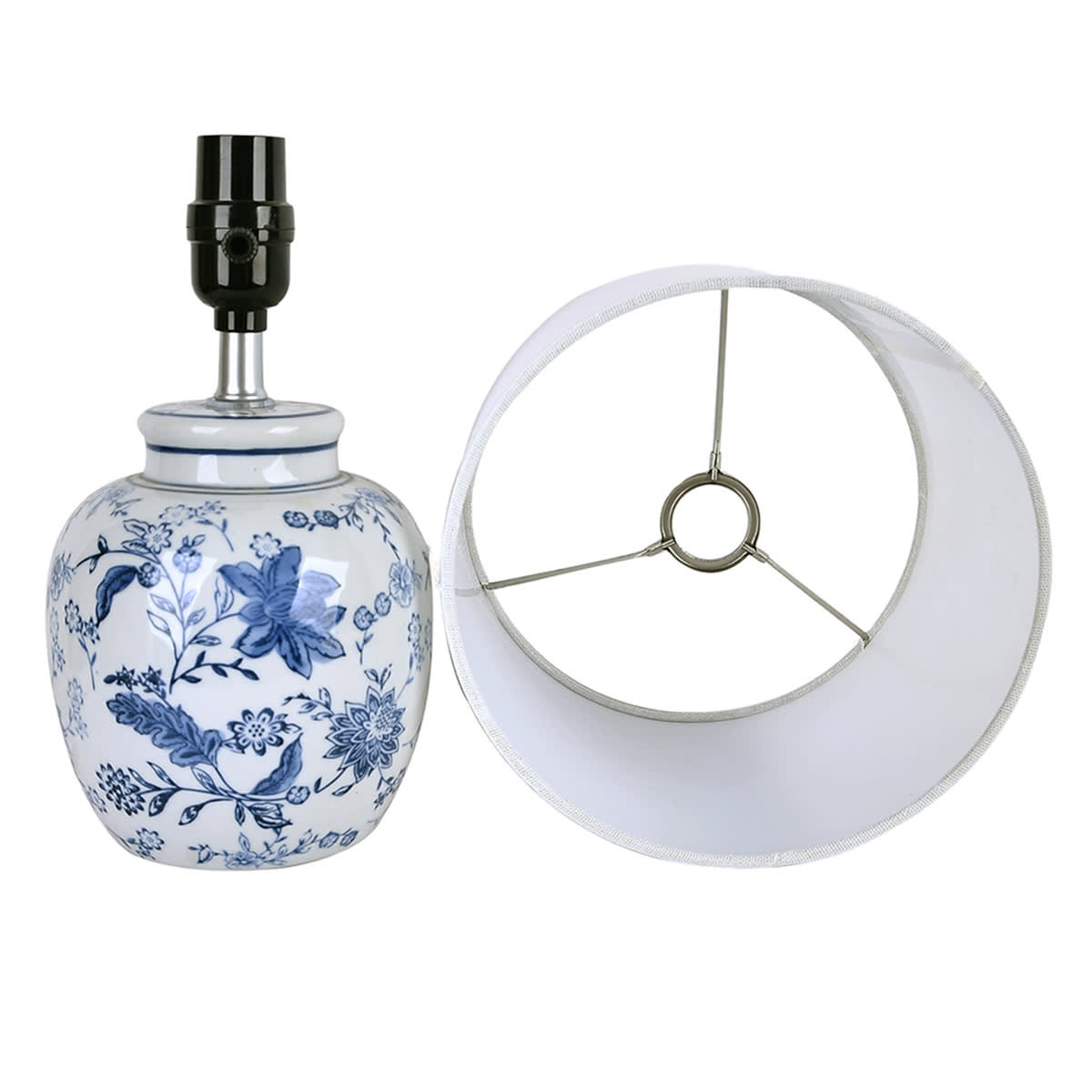 At Home Providence White & Blue Chinoiserie Ceramic Small Table Lamp 14.5"