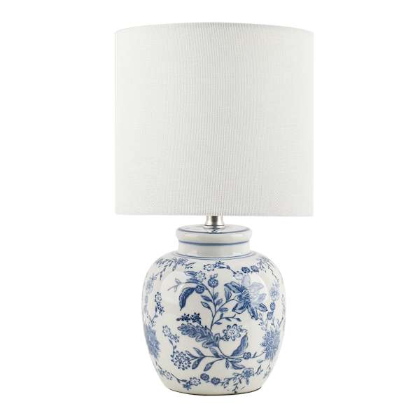 at home Providence White & Blue Chinoiserie Ceramic Small Table Lamp 14.5"