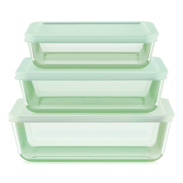 at home Pyrex 6-Piece Green Glass Food Storage Set 3c/6c/11c