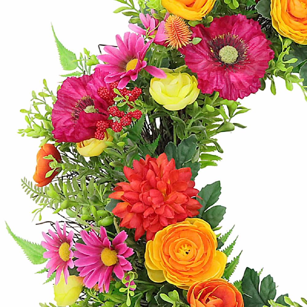 At Home Ranunculus Anemone & Daisy Grapevine Wreath 20"