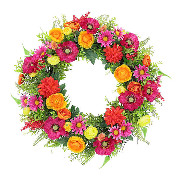 at home Ranunculus Anemone & Daisy Grapevine Wreath 20"