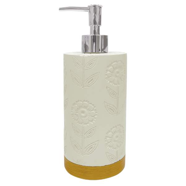 at home Reagan White Flower Stamp Soap Dispenser 8.4"