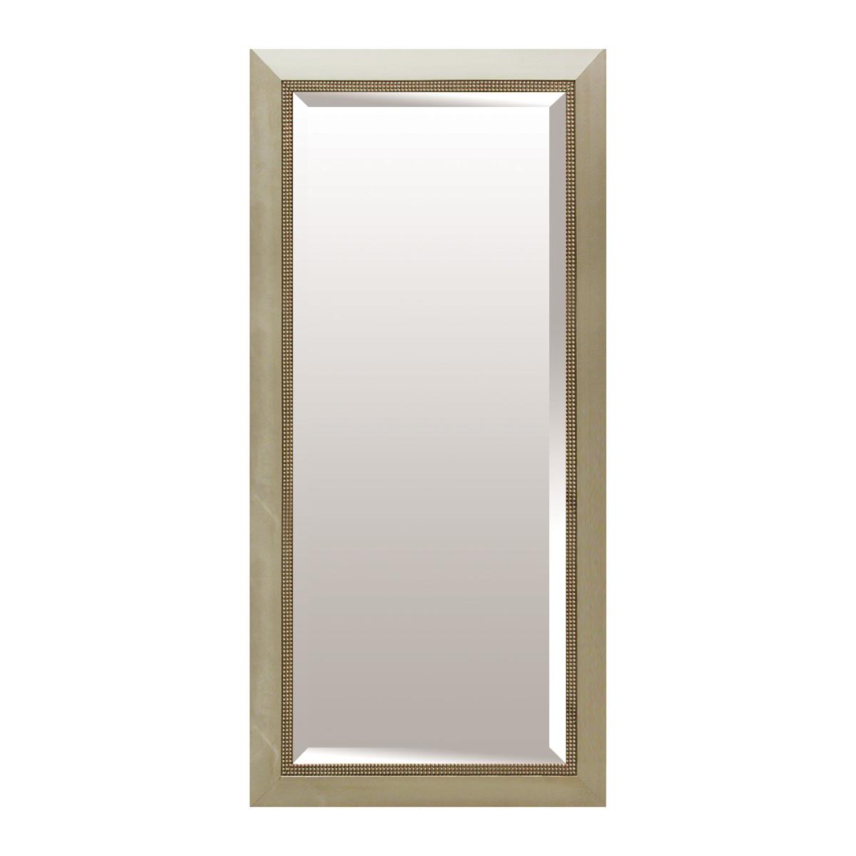 At Home Rectangle Solid Wood Beaded Champagne Leaner Mirror 32x68