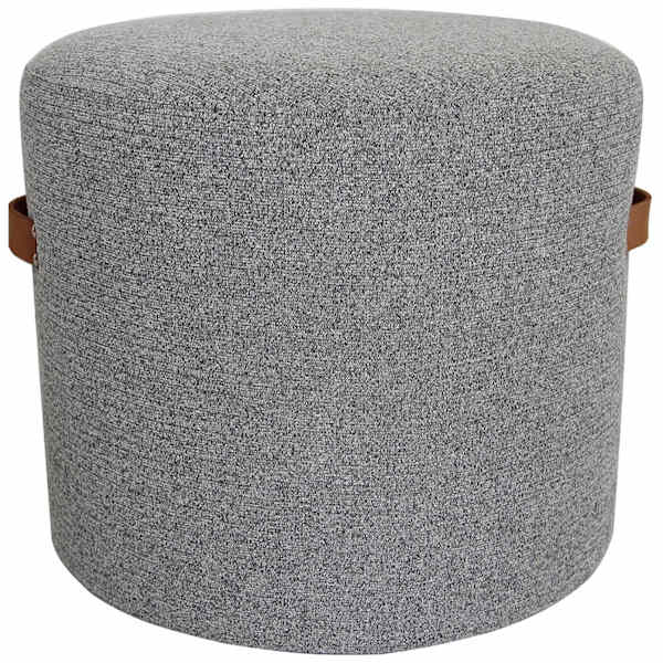 at home Rica Textured Pouf with Faux Leather Handles Grey