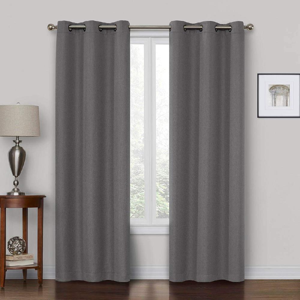 At Home Rockwell Grey Blackout Grommet Curtain Panel 63"