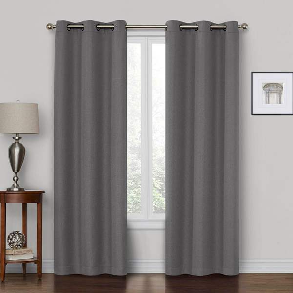 at home Rockwell Grey Blackout Grommet Curtain Panel 63"