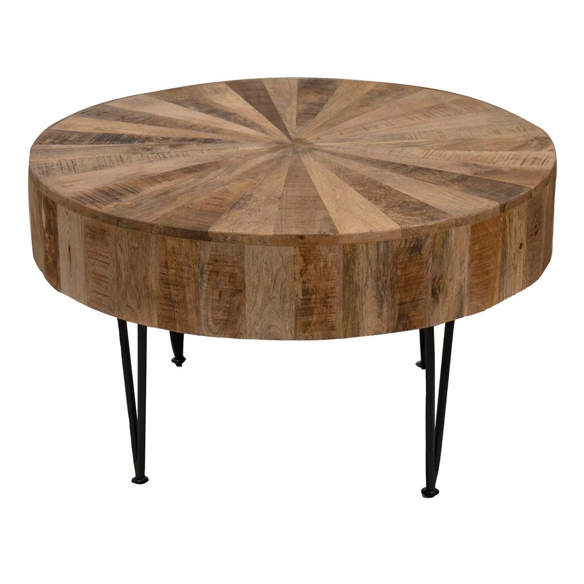 At Home Round Mango Wood Coffee Table With Metal Hairpin Legs Mango