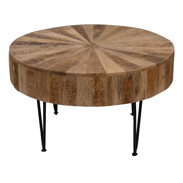 at home Round Mango Wood Coffee Table With Metal Hairpin Legs Mango