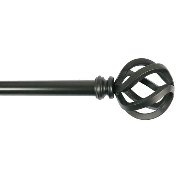 at home Sanford 5/8" Black Metal Cage Adjustable Curtain Rod 28-48"