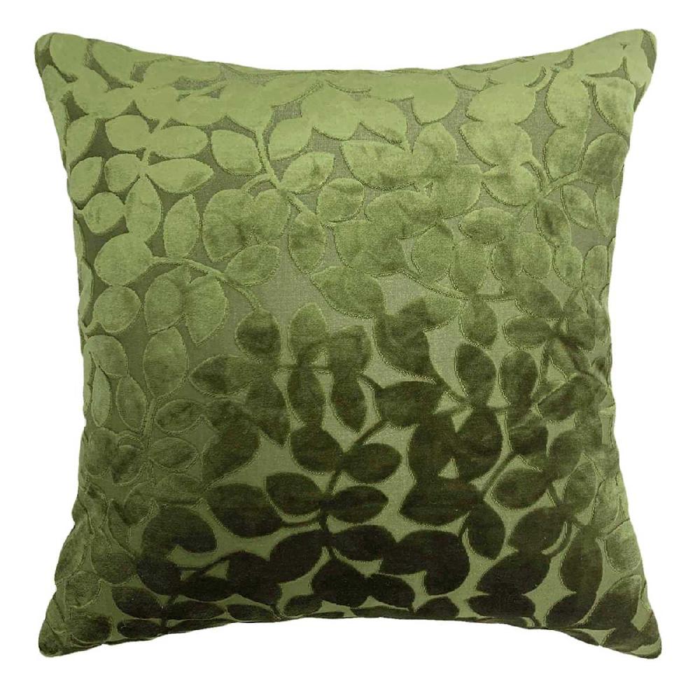 At Home Sasha Green Leaves Chenille Throw Pillow 18"
