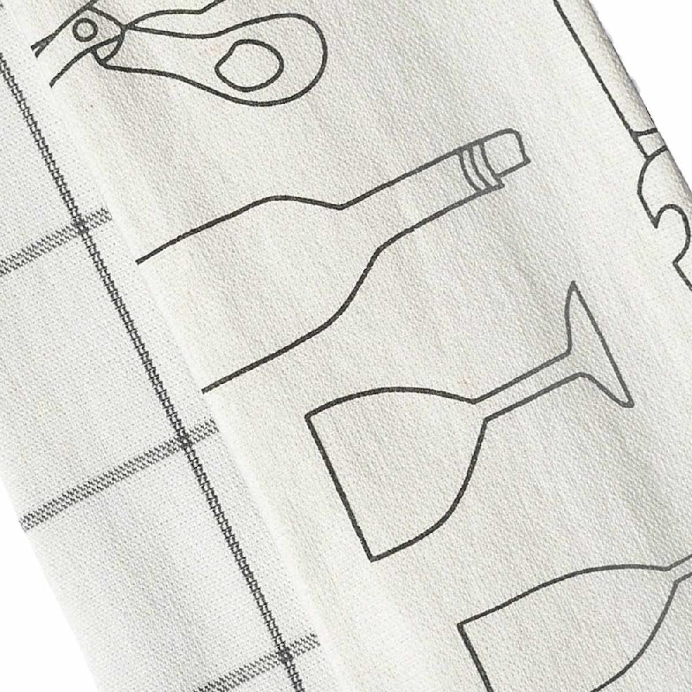 At Home Set Of 2 Grey Tools Print Terry Cotton Kitchen Towels