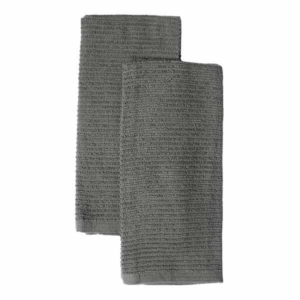 at home Set of 2 Grey Wave Terry Cotton Kitchen Towels