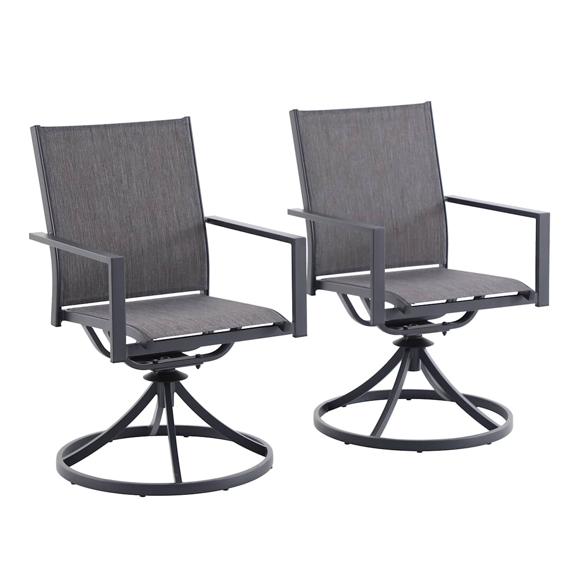At Home Set Of 2 Sling Swivel Patio Dining Chairs Graphite