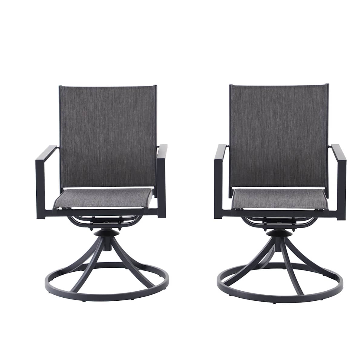 At Home Set Of 2 Sling Swivel Patio Dining Chairs Graphite