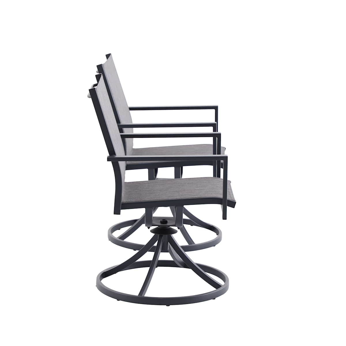 At Home Set Of 2 Sling Swivel Patio Dining Chairs Graphite