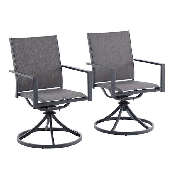 at home Set of 2 Sling Swivel Patio Dining Chairs Graphite