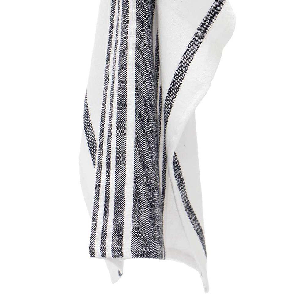 At Home Set Of 3 Black Porter Slub Waffle Cotton Kitchen Towels