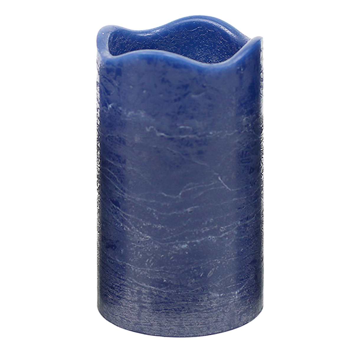 At Home Set Of 3 Dark Blue Wavy Top Wax LED Pillar Candles 4"/5"/6"