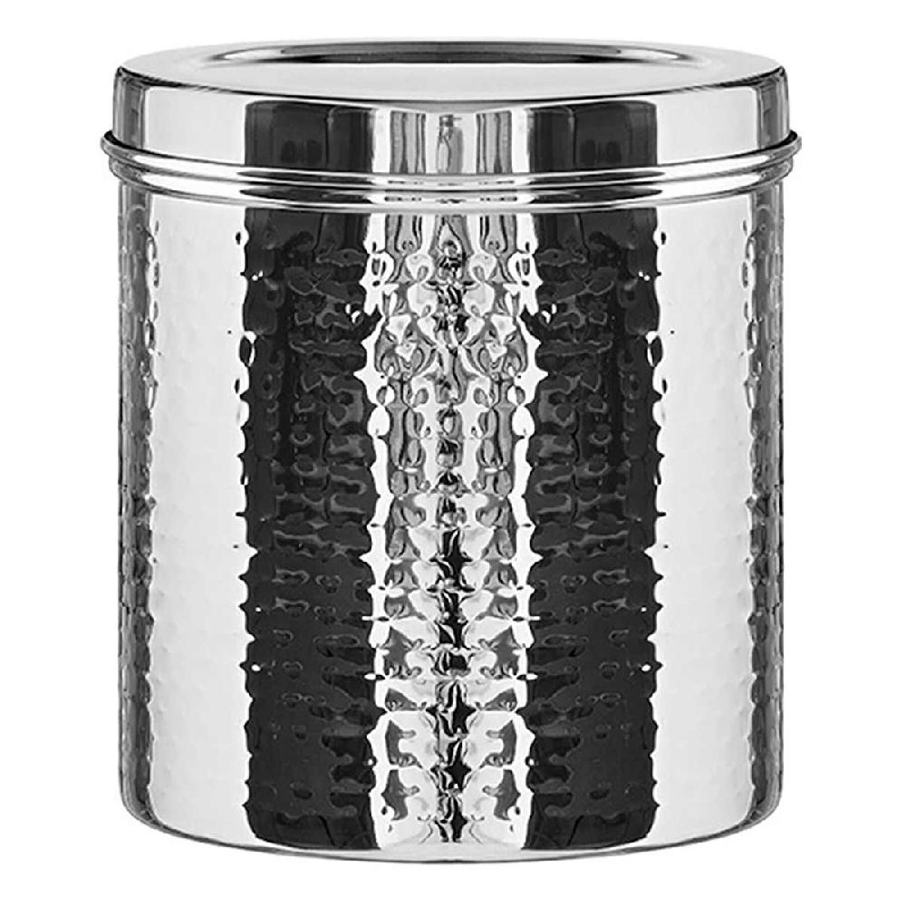 At Home Set Of 3 Hammered Stainless Steel Canisters