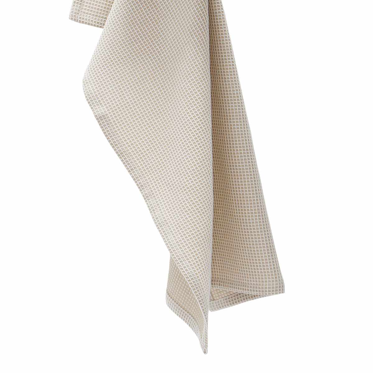 At Home Set Of 3 Taupe Porter Slub Waffle Cotton Kitchen Towels