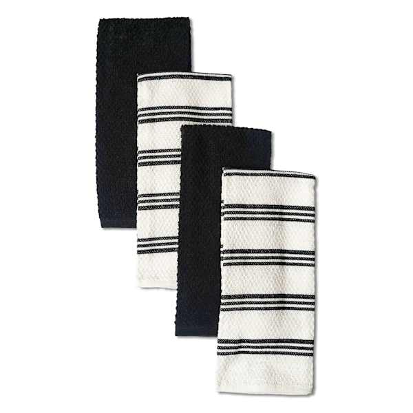 at home Set of 4 Black Rockridge Terry Cotton Kitchen Towels