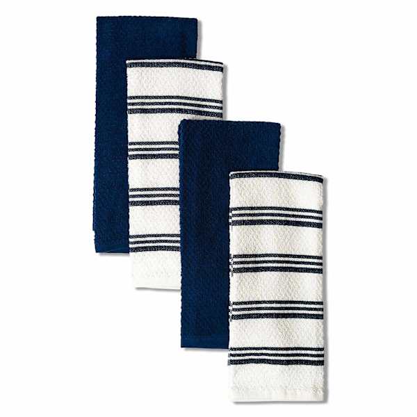 at home Set of 4 Blue Rockridge Terry Cotton Kitchen Towels