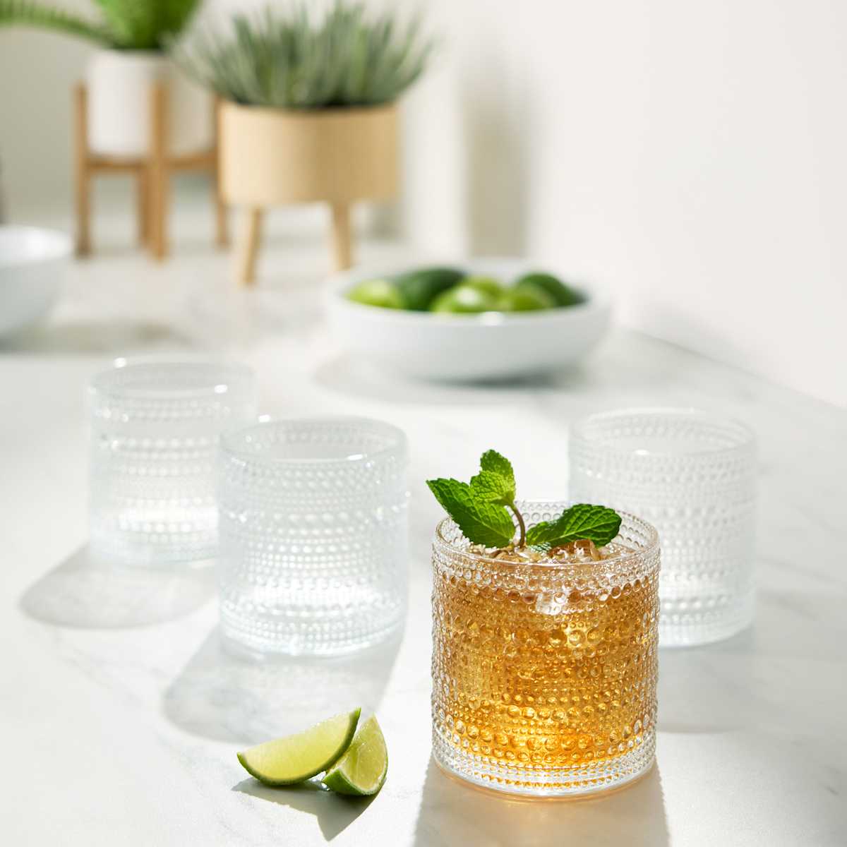 At Home Set Of 4 Clear Spectra Double Old Fashioned Glasses 13oz