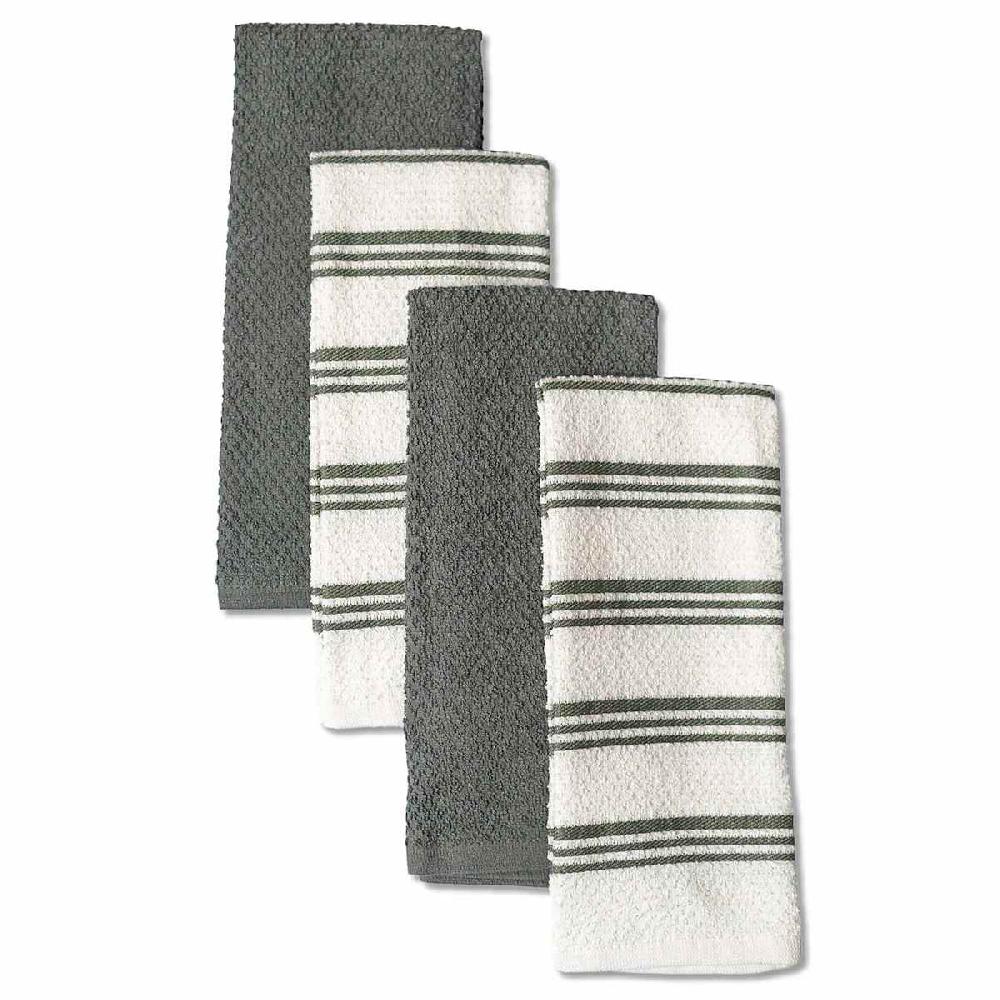At Home Set Of 4 Grey Rockridge Terry Cotton Kitchen Towels